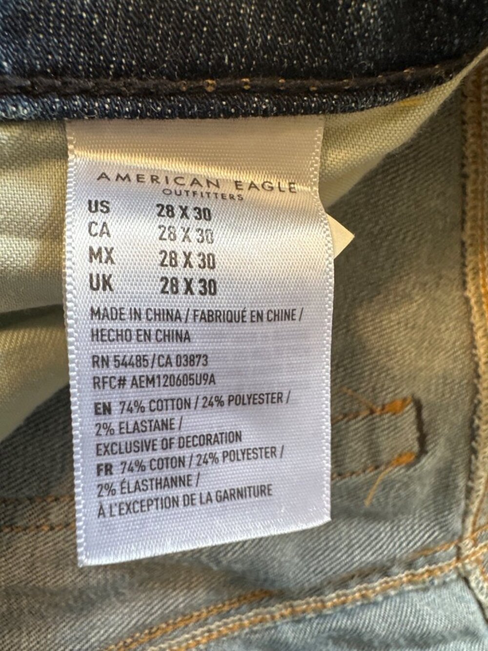 American Eagle Ne(x)t Level AirFlex Distressed Straight-Leg Jeans Blue Men’s Siz - Picture 7 of 8